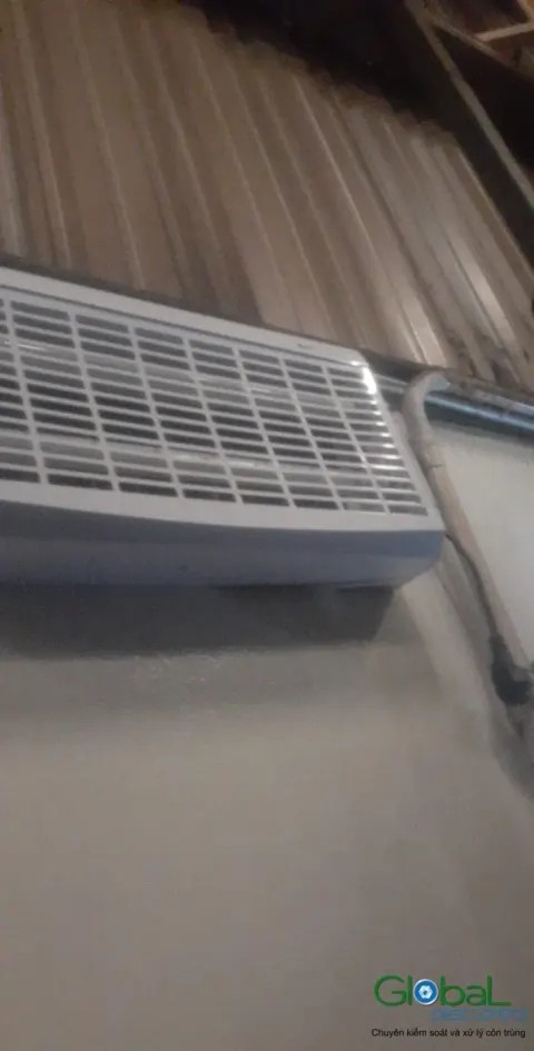 Đèn diệt côn trùng nhìn từ dưới lên, ống đèn UV còn mới