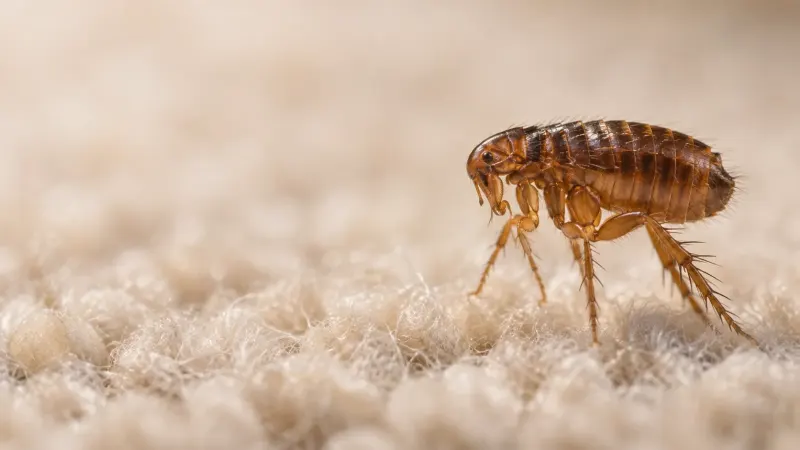 Bọ chét đậu trên thảm len