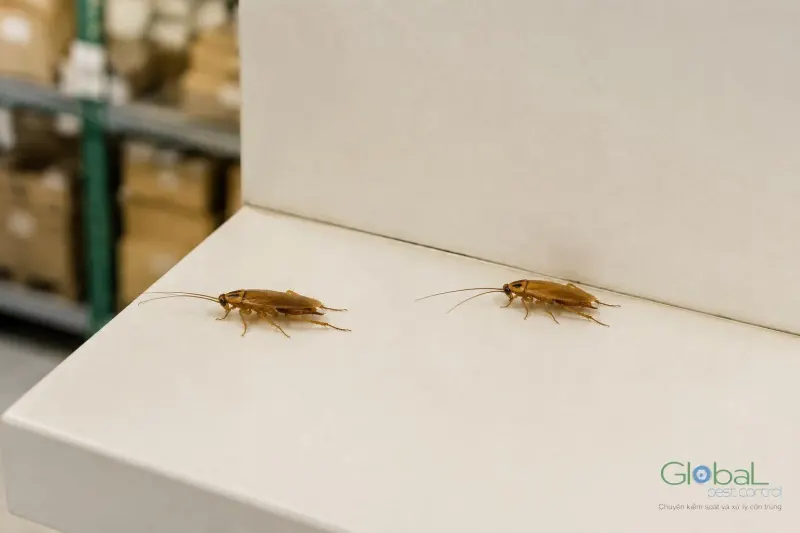 Gián bò trên thùng carton đựng hàng trong cửa hàng